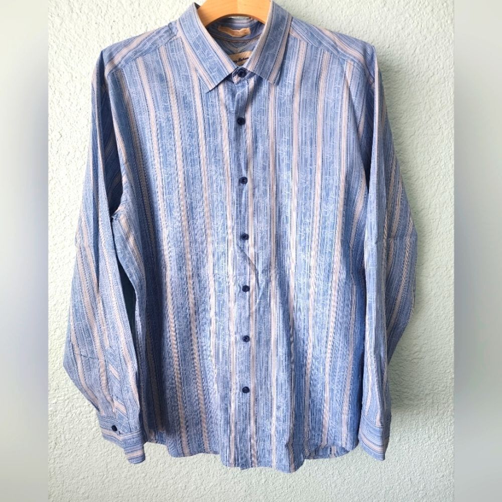 Tommy Bahama shirt silk cotton blend long sleeve button down shirt